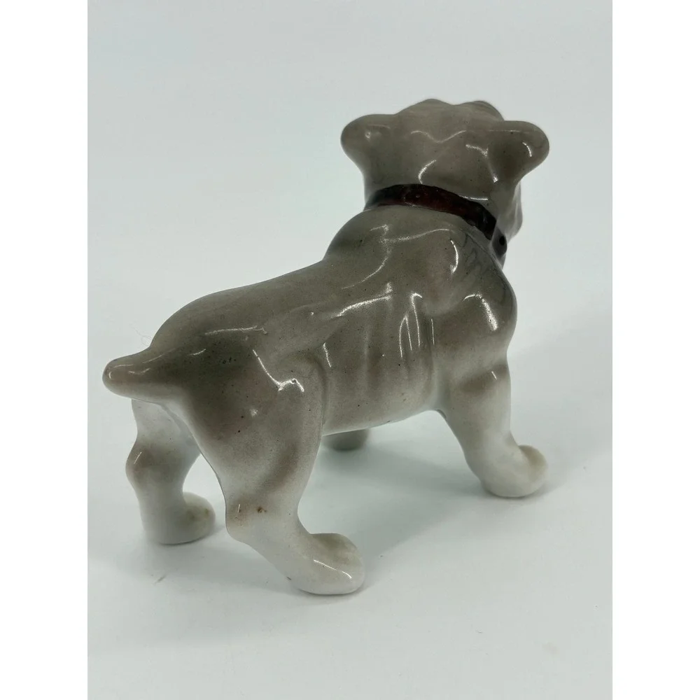 Vintage Ceramic Bulldog Figurine Red‎ Collar Made in Japan Collectible Decor - Picture 2 of 7